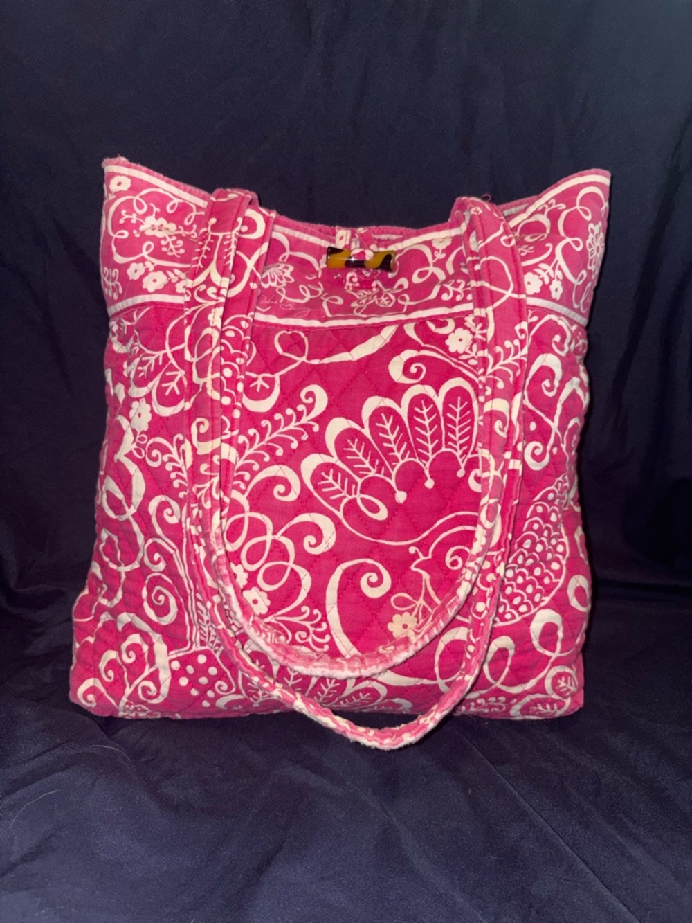 Vera Bradley Pink and White Quilted Paisley Tote